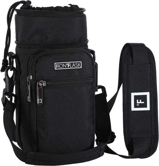 IRON °FLASK Carrier, Holder, Sleeve - Fits Insulated Stainless Steel Sports Water Bottle, Adjustable Shoulder Strap, Holder Bag Case Pouch Cover