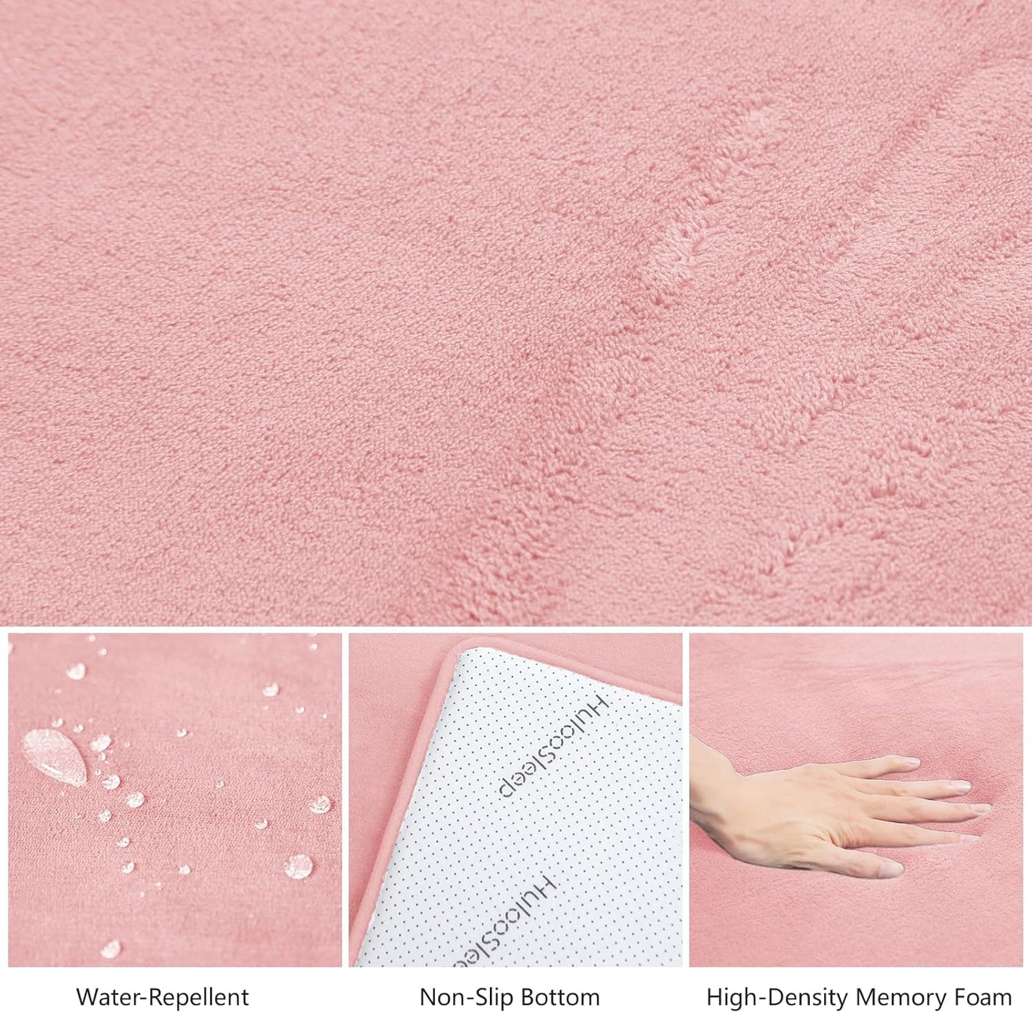 Baby Play Mat for Floor,1.3" Thick Elasti-Foam 50"×74" Playpen Mat for Tummy Time,Water Repellent Soft Coral Velvet for Toddler,Infant,Kids,Non-Slip Backing Safe for Crawling(Pink)