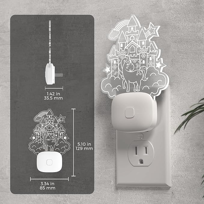 L LOHAS LED Night Lights for Kids, Acrylic Carved Castle Design, 8-Color Changing, Dusk to Dawn Sensor, Plug in Kids Night Lights for Baby, Girls Bedroom, 1 Pack