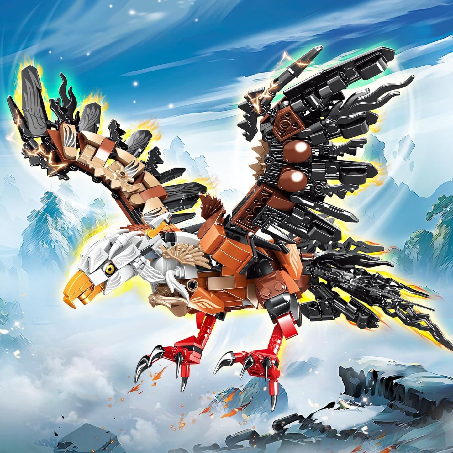 2 in 1 Transforming Eagle Mecha Robot Building Set，587 PCS Compatible with Lego Ninja Mech STEM Construction Toy for Kids Aged 6+（Eagle & Mech）