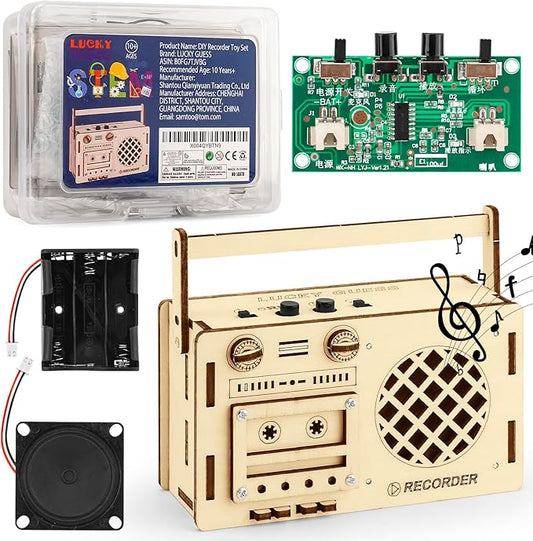 STEM Projects for Kids & Adults, Tape Deck Recorder Toy Model, DIY Science Experiment Electronics Kit, Beginner's Starter Set, Idea Gifts for Teenage Boy Girl