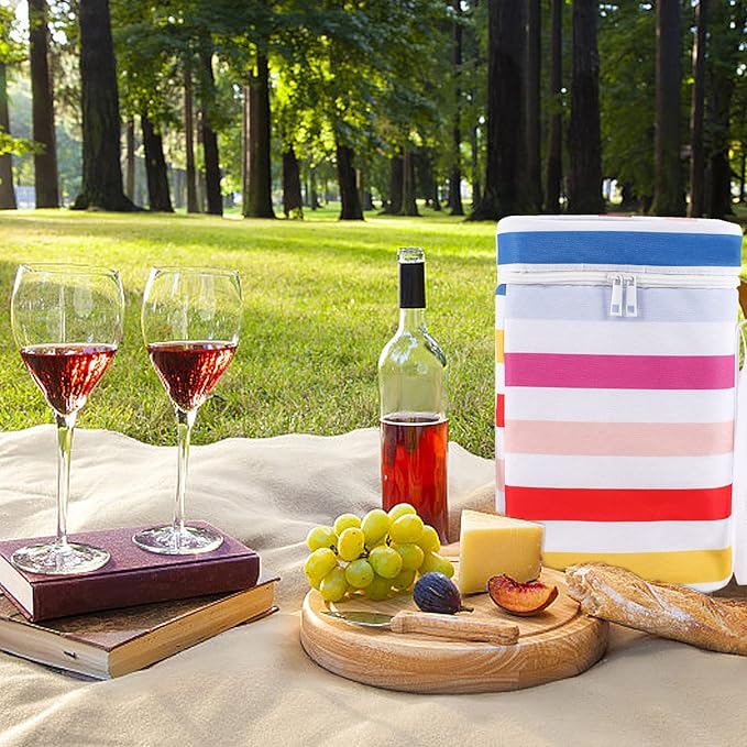 4 Bottle Wine Bag,Insulated&Leakproof Wine Cooler Bag,Wine Carrier Wine Tote Bag Wine Bottle Bag,Insulated Cooler Bag for Travel Picnic Beach Camping,Wine Gifts for Women Wine Lover,Wine Accessories