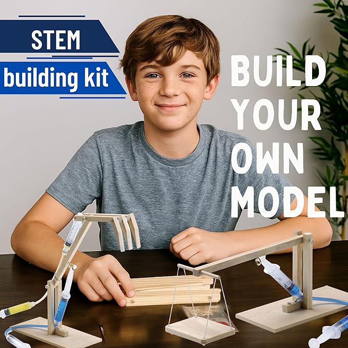 PATHFINDERS STEM Kit- Hydraulics 4-in-1– Build 4 Hydraulic Machines | Engineering Model Kit for Kids 8+ | Educational Science Toy | Learn Physics & Mechanics | Wooden DIY Project