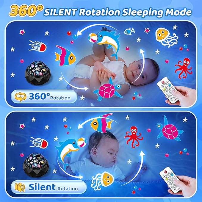 PIKOY Night Light Projector for Kids Room - 15 Colors, 15 White Noise, 3 Films, Remote - Rechargeable Star Lights for Ceiling, Bedroom - Gifts