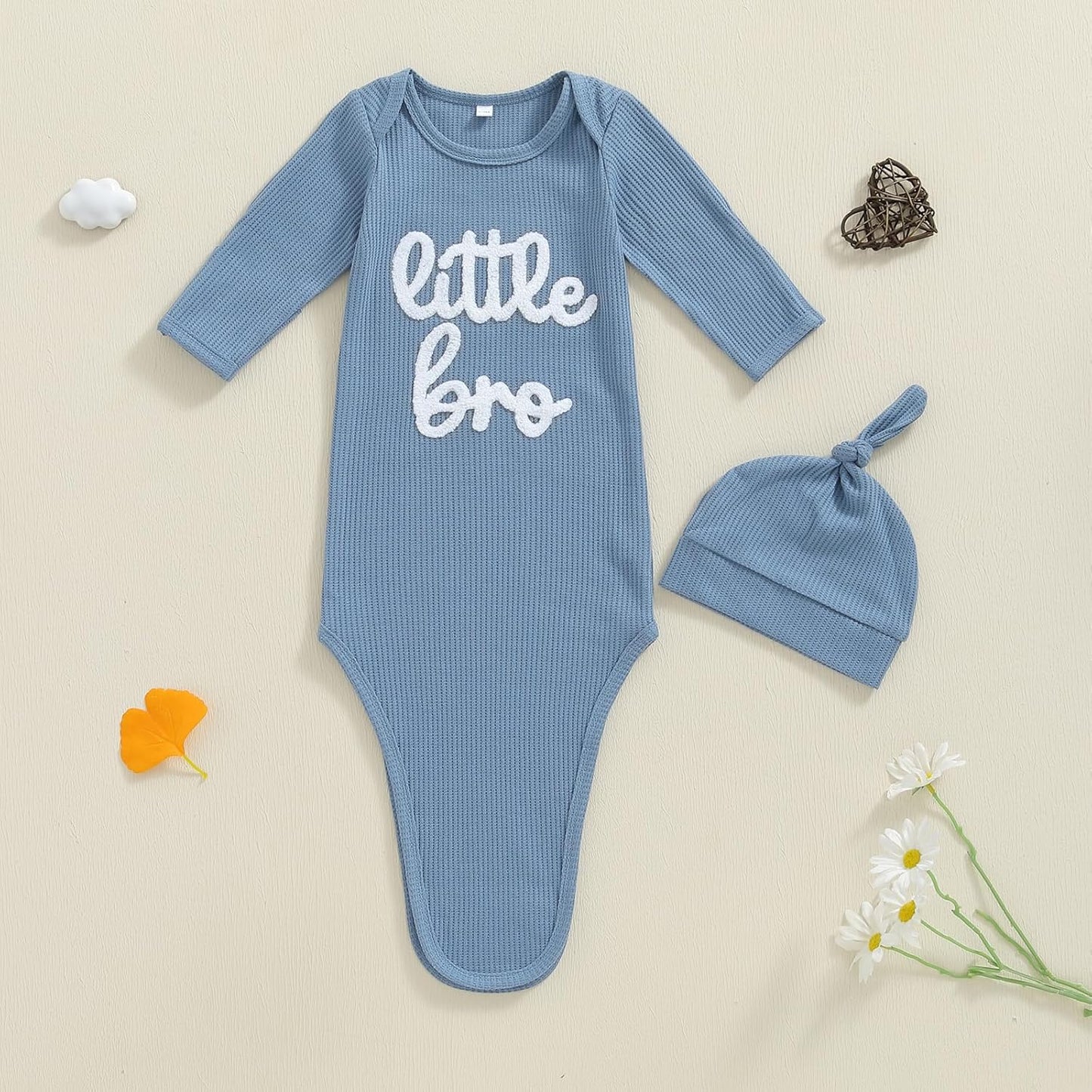 Newborn Boy Girl Coming Home Outfit Baby Infant Sleeper Gown Nightgown Outfits Cute Fall Winter Pajamas and Hat