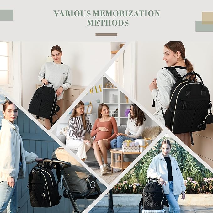 Diaper Bag Backpack, Baby Diaper Bag with 18 Pockets, Large Baby Bag Backpack for Girl Boy, Waterproof Diaper Bag with Changing Pad,Wet Dry Bag, Black