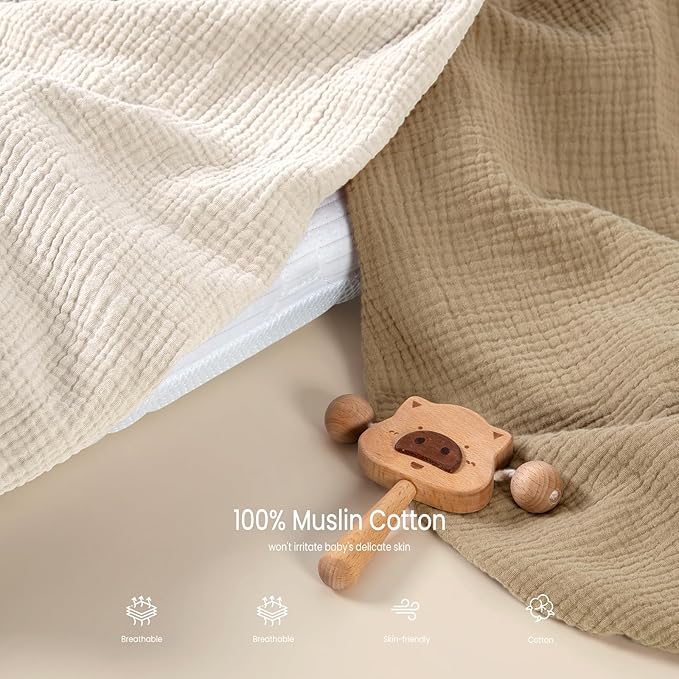 lulumoon Muslin Bassinet Sheets for Baby: Soft Bedside Sleeper Bassinet Fitted Sheets for Boys and Girls