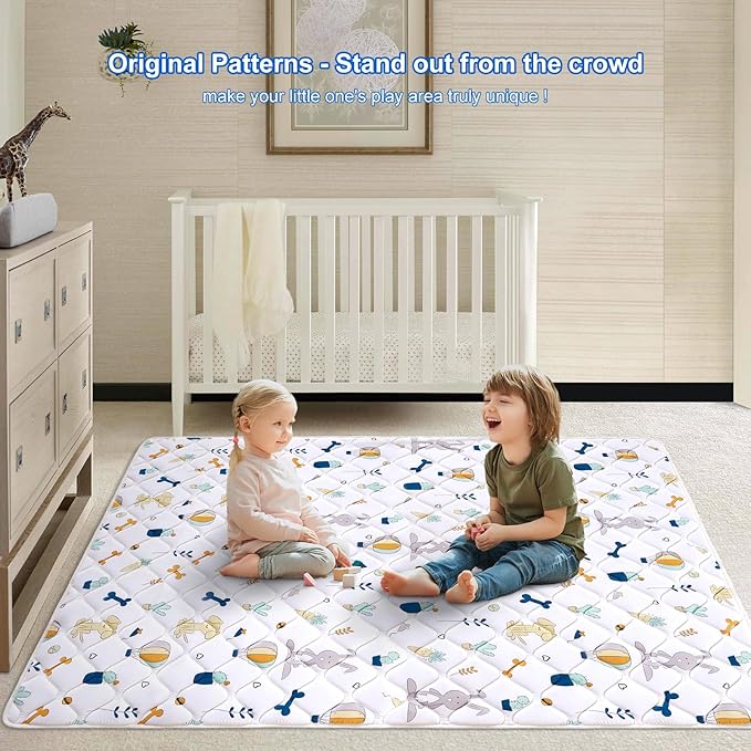 Premium Foam Baby Play Mat 50" X 50", Thicken One-Piece Crawling Mat, Non-Slip Cushioned Activity PlayMats for Infants, Babies, Toddlers, Play & Tummy Time