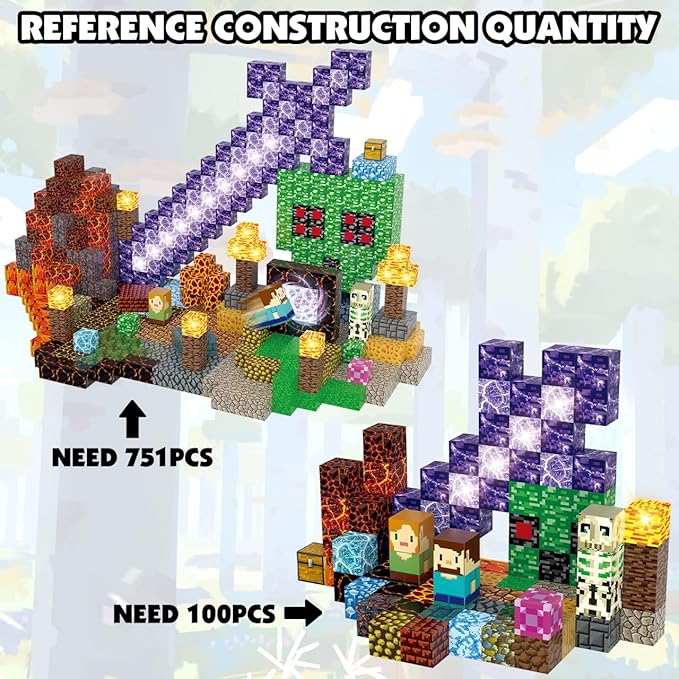 Magnetic Blocks Building Toys Set, Magnetic Building Blocks STEM Construction Toys, 3D Sword Light Up Magnet Cubes Montessori Sensory Stacking Toy for Toddlers Age 3 4 5 6 7 8