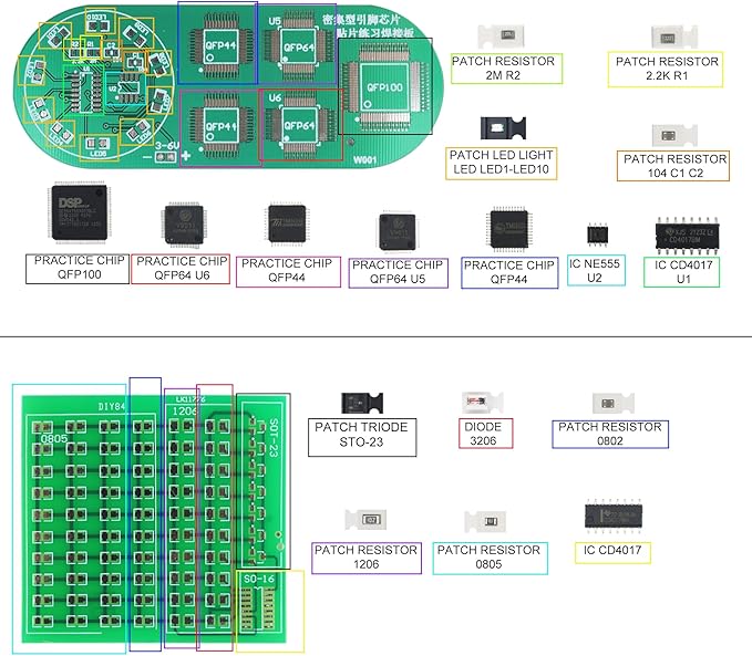 Soldering Practice Kit 5in1 DIY Music Spectrum Senior SMD Two-sided SMT Circular LED 0805 Small SMD Circuit Kit Learn Soldering Kit For Beginners