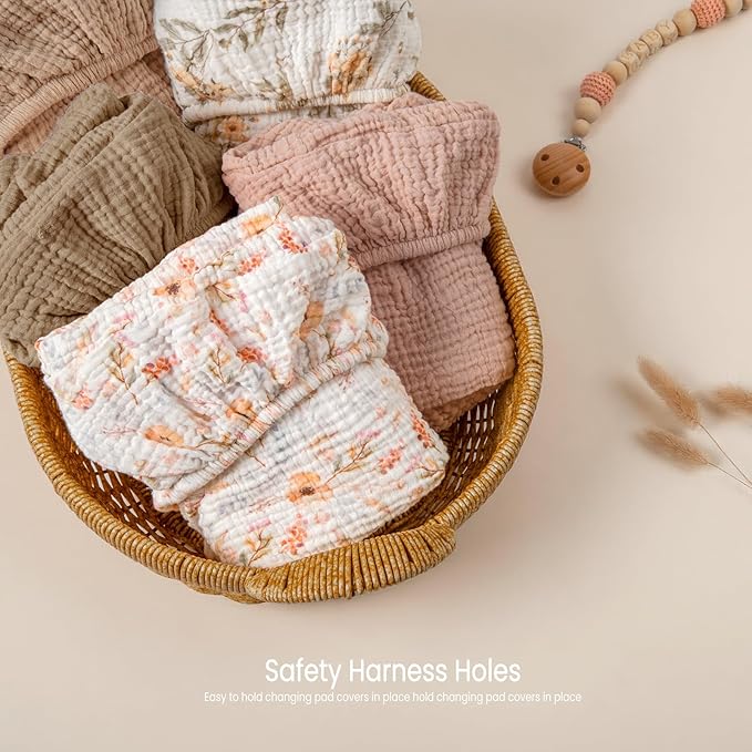 lulumoon Baby Bassinet Sheets Muslin: Cotton Bedside Bassinet Sheets Forest for Boys - Fitted for Bedside Sleeper Mattress