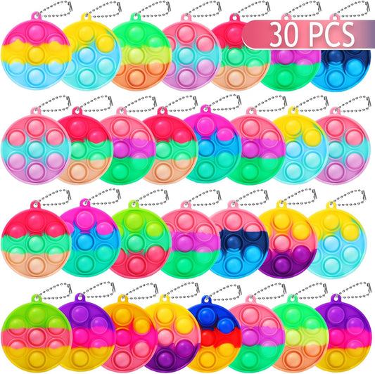 30PCS Party Favors for Kids,Bulk Fidget Toys, Birthday Party Toys, Small Classroom Prizes Box Fidgets Toys for Kids Toddlers Adult, Goodie Bag Stuffers, Treasure Chest, Bubbles Poppers (Roundness)