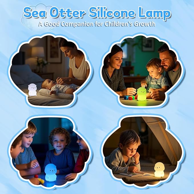 Otter Night Light, Cute Sea Otter Lamp Gifts,Animal Silicone Night Lamp, Cute Room Decor Night Light Birthday Christmas Gifts