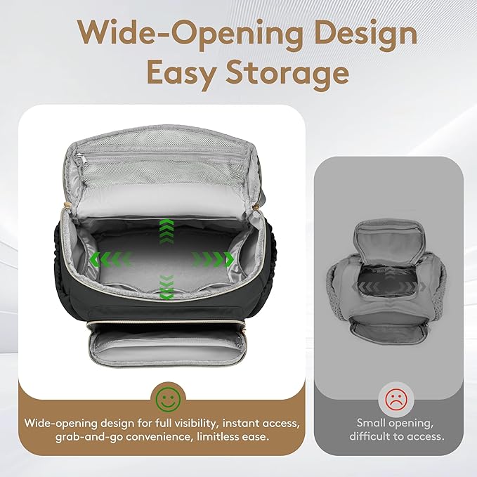 Compact Diaper Bag Backpack – Lightweight & Waterproof Baby Bag for Moms & Dads, Includes Changing Pad & Stroller Straps, Small Travel Diaper Backpack for Daily Use – Black