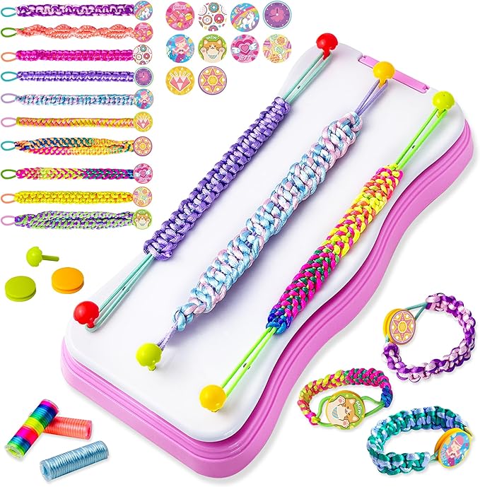 GIRLINK Kids Bracelet Making Kit - DIY String Bracelet Craft with Colorful Strings & Clasps | Safe Jewelry Maker Toy for Girls Ages 6-12 | Ideal Children's Day Gift, Birthday Gift Idea for Kids