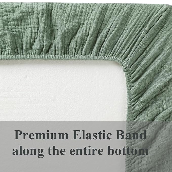 Muslin Bassinet Sheet Compatible with Hospital Bassinet, Simmons Kids by The Bed Twin City, Graco Pack n Play Close2Baby Bassinet(not playard), 2 Pack Cotton Fitted Roman Green & Botanical Leaf