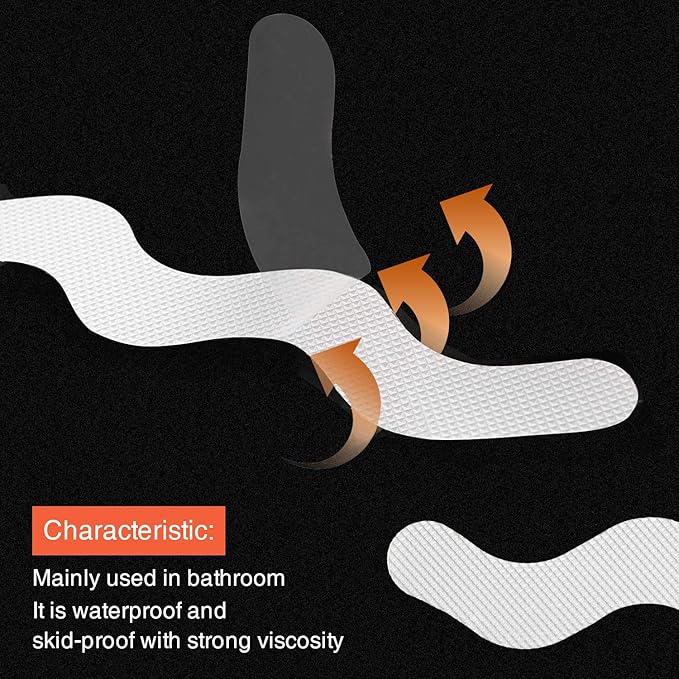 USA Patented Anti Slip Shower Stickers 24 PCS Safety Bathtub Strips Adhesive Decals with Premium Scraper for Bath Tub Shower Stairs Ladders Boats (White)