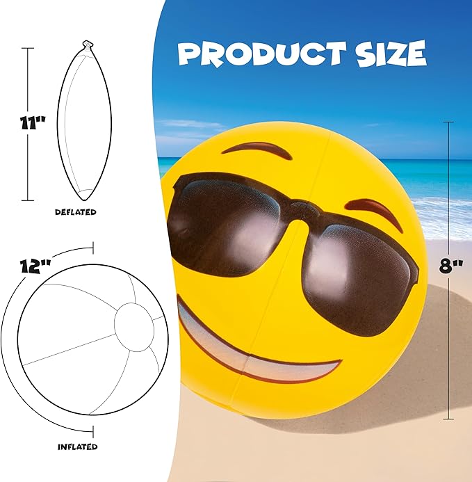 Kangaroo 12-Pack Inflatable Beach Balls Bulk for Kids & Adults I Inflatable Pool Party Favors Swimming Pool Toys I Kids Beach Toys for Beach Games