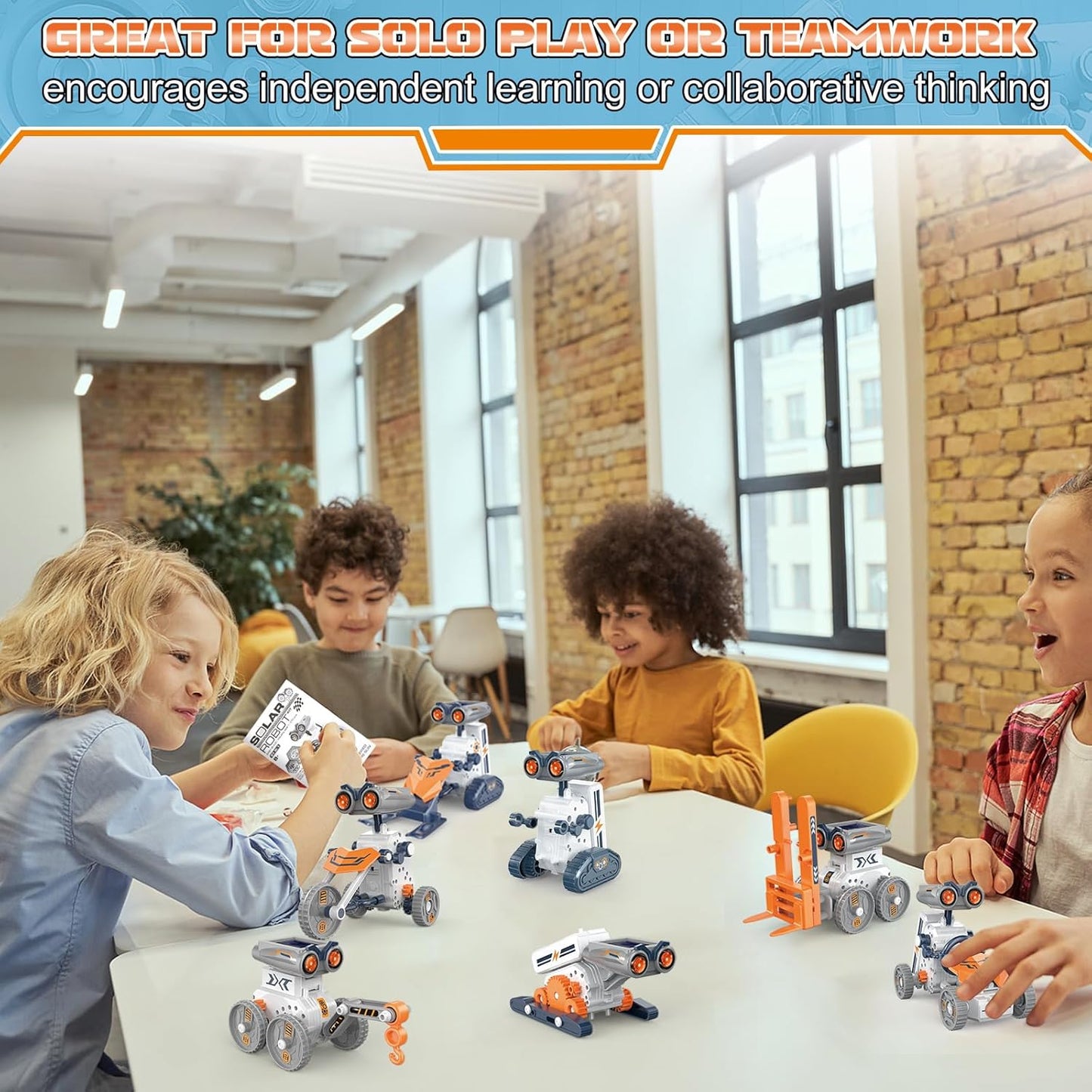 21 in-1 Solar Robot Building Kit STEM Gift for Boys Aged 8-13, DIY Educational Science Robotics Toy Battery Solar Powered STEM Building Toy Set with 210 Pieces