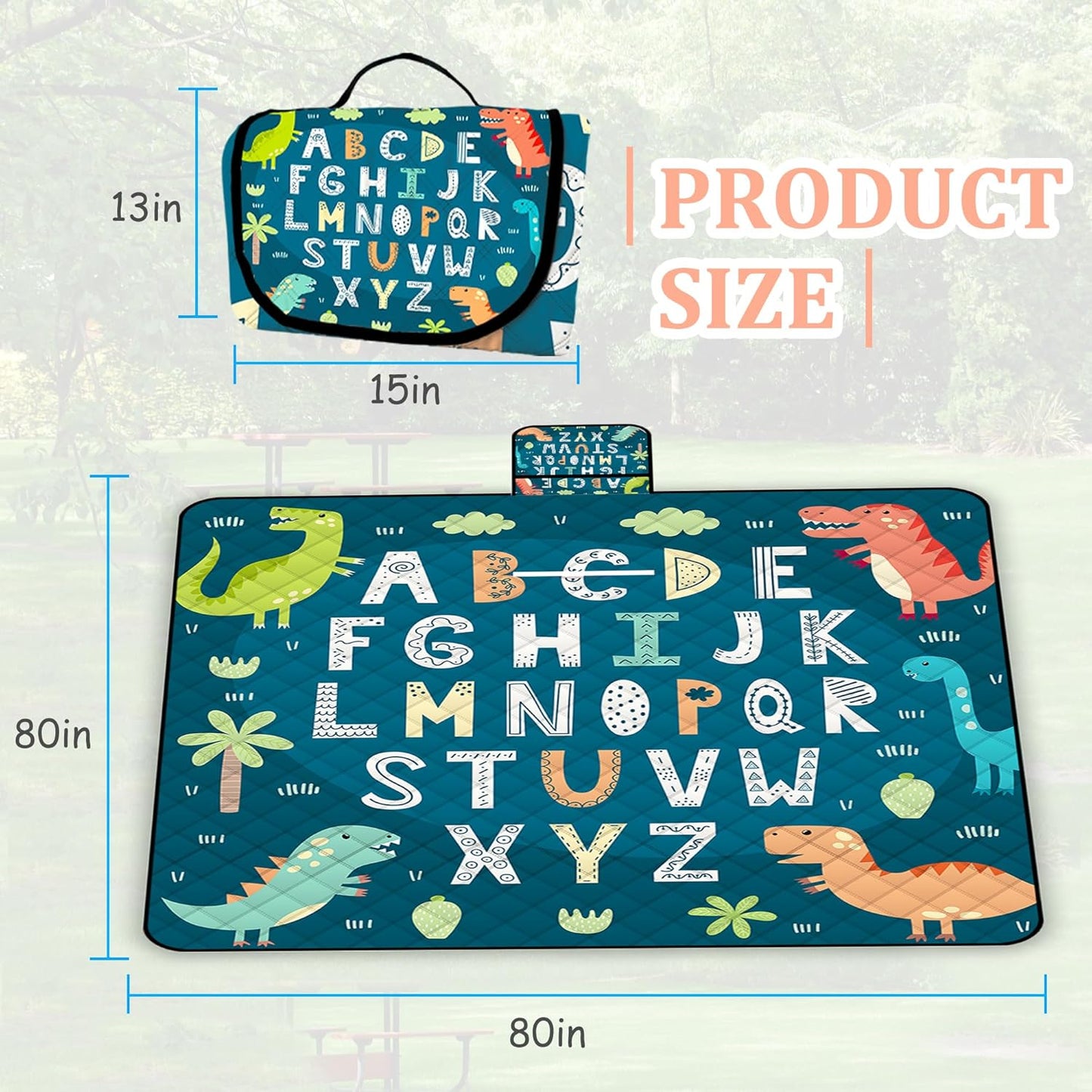 Extra Large Picnic Blanket Waterproof,80"x 80"Foldable Machine Washable Beach Blankets,Outdoor Blanket for 6-8 Adults,Picnic Mat Suitable for Indoor Crawling,Park Beach,Camping,Hiking,Travel( Blue)