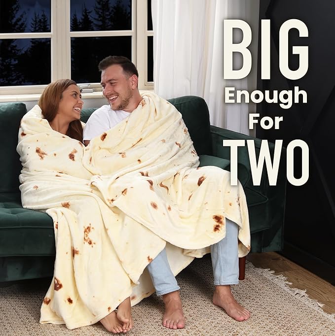 Zulay Kitchen Burrito Tortilla Throw Blanket - Giant Double-Sided Tortilla Blanket for Adult and Kids - 285 GSM Funny Soft Food Blanket - Flannel Round Taco Blanket - (80" Double Sided)