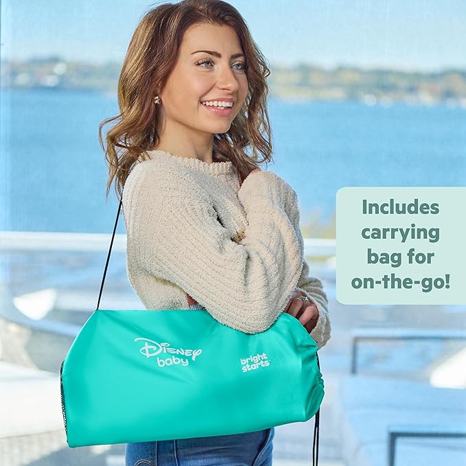 Bright Starts Disney Stitch Pop 'N Sit Portable Booster, Indoor/Outdoor Use, Floor Seat with Feeding Tray, Blue, 6 Mos - 3 Yrs