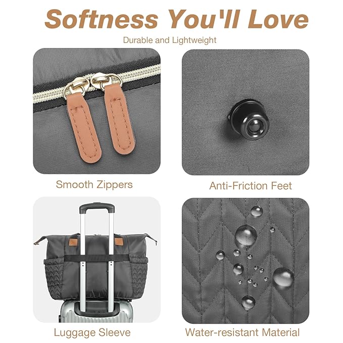 Diaper Bag Tote, Large Baby Diaper Bags Waterproof, Hospital Bag for Labor Delivery with Pacifier Case, Changing Pad, Shoulder Strap, Dark Gray