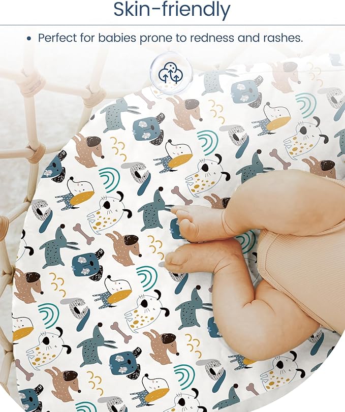 Pack and Play Sheets Fitted, Ultra Soft Mini Crib Sheets Boy, Neutral Pack N Play Mattress Sheets Hypoallergenic and Soothing, Premium Jersey Playrad Sheets, Print Dino Animals, 2 Pack