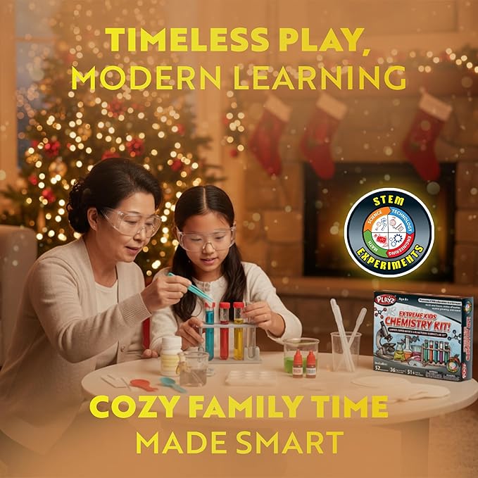 Playz Extreme Chemistry Set – 52 Unique Experiments, Science Kits for Kids Age 8-12, Lab Gear, Volcano Project, Learning Tools, Fair Activity, Discovery Gift, STEM Toys for Boys and Girls