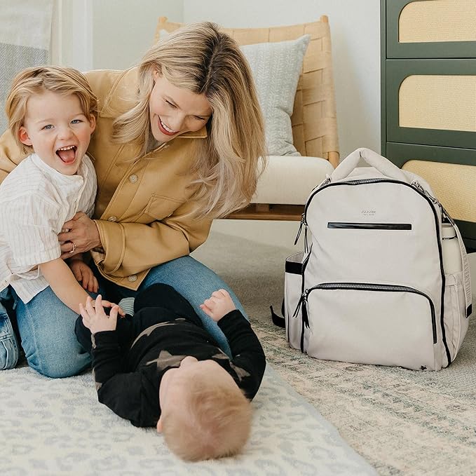 JuJuBe x Witney Carson - New Classic Diaper Bag Backpack with Portable Changing Pad, Stroller Straps, Large Travel Backpack, Carrying Baby Bottles, Wipes, Diapers, Cloud, Mothers Day Gift
