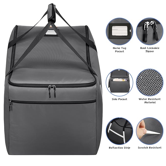 Infant Car Seat Travel Bag for Airplane Compatible with All Nuna Pipa Car Seat and Base,Chicco KeyFit 30 and Base, Padded Car Seat Bags for Air Travel,Car Seat Gate Check Bag with Side Pocket, Gray