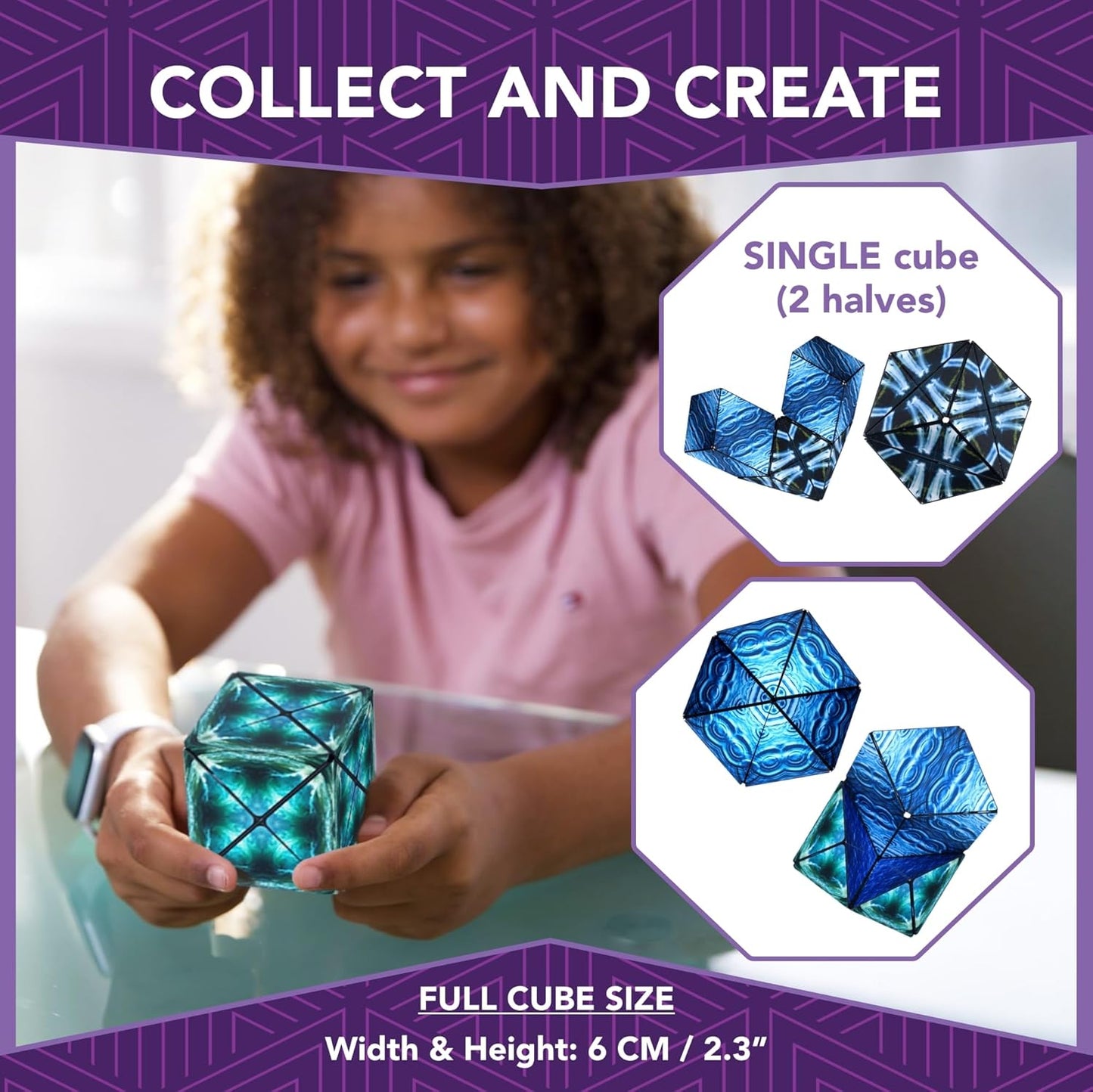 Magnetic Transforming Cube - Shape Shifting Double Creativity Puzzle w/ 96 Rare Earth Magnets - Transforms Into Over 100 Shapes - by Fun in Motion Toys - Creators of Shashibo & Cubendi