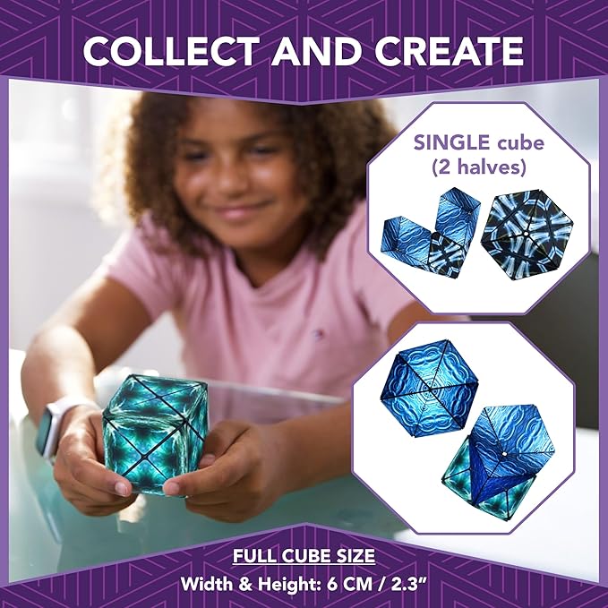 Duomoto Magnetic Transforming Cube - Shape Shifting Double Creativity Puzzle w/ 96 Rare Earth Magnets - Transforms Into Over 100 Shapes - by Fun in Motion Toys - Creators of Shashibo & Cubendi