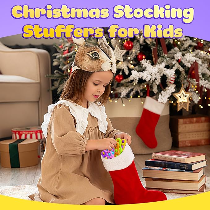 LESONG Fidget Sensory Toys for Kids: 6 Pack Colorful Finger Spinner Toys - Stress Relief ADHD Tools for Kids with Autism - Quiet Desk Fidgets for Anxiety Classroom - Gifts Christmas Stocking Stuffers