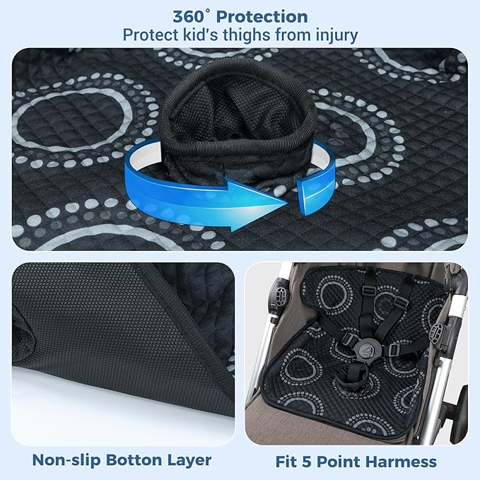 COOLBEBE Car Seat Protector for Potty Training, 2 Pack Dry Waterproof Car Seat Liner Toilet Training & Strap Covers Set for Baby Infant Toddler, Piddle Pads Cover Pad for Strollers, Carseat (Black)