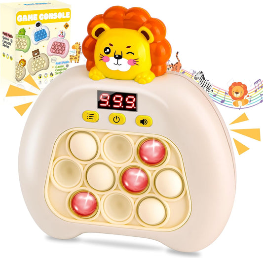 Upgraded Quick Push Game Pop Bubble Up Toys for Kids, Funny Toys with LED Screen for Kids 3-12 for Boys and Girls Bubble Stress,Handheld Puzzle Game Sensory Toys(Batteries Included)(Lion)