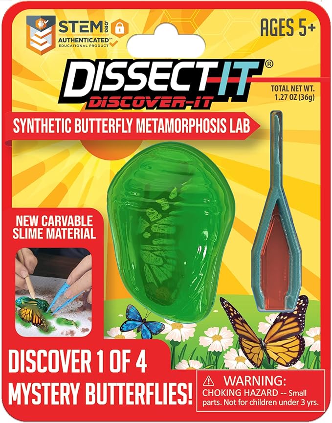 Discover-It Dissection Kit for Kids, Synthetic Butterfly Metamorphosis Science Lab Kit, STEM Science Toys for Kids Ages 5 and Above