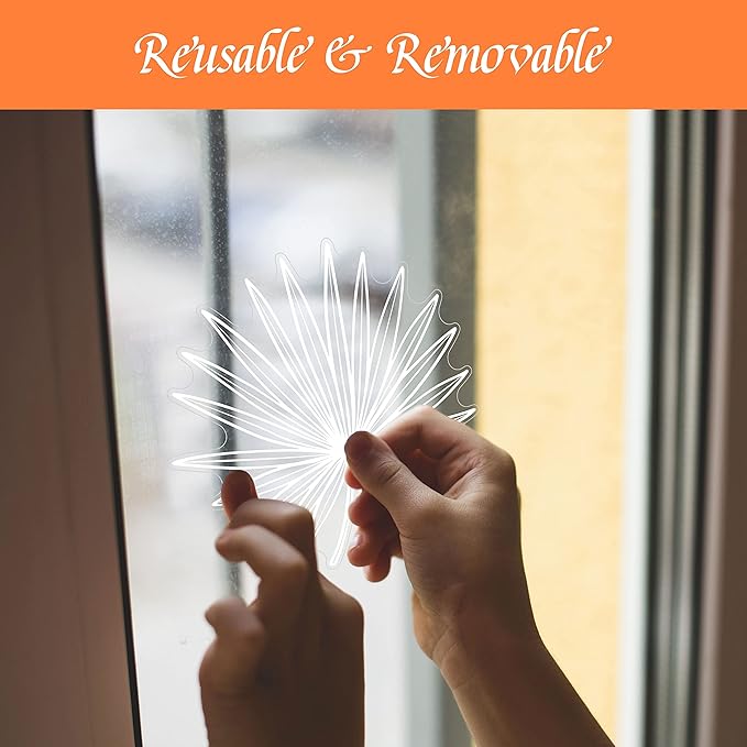 90 PCS Leaf Window Clings - Double Sided White Leaves Stickers - 90 Designs - Reusable Window Decals - Static Clings - Bird Alert - Prevent Bird Strikes