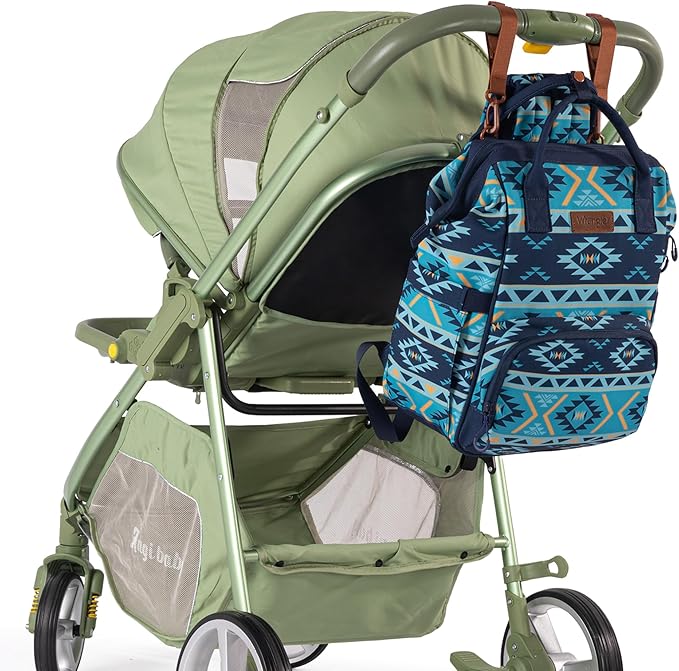 Wrangler Aztec Backpack Organized Daypack Travel Baby Bag with Stroller Strap and Side Bottle Pockets WG2204-9110NY