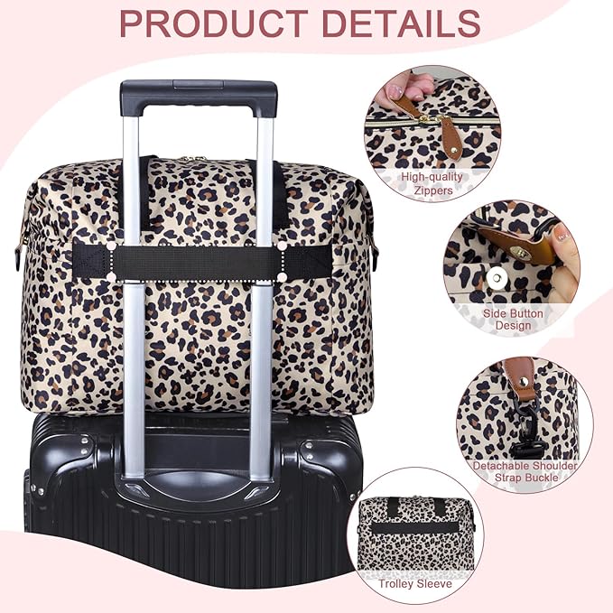 Diaper Bag Tote - Diaper Baby Bags with Pacifier Case, Shoulder Straps, Stroller Clips, Waterproof Large Mommy Maternity Travel Baby Bag for Mom and Dad, Leopard Print