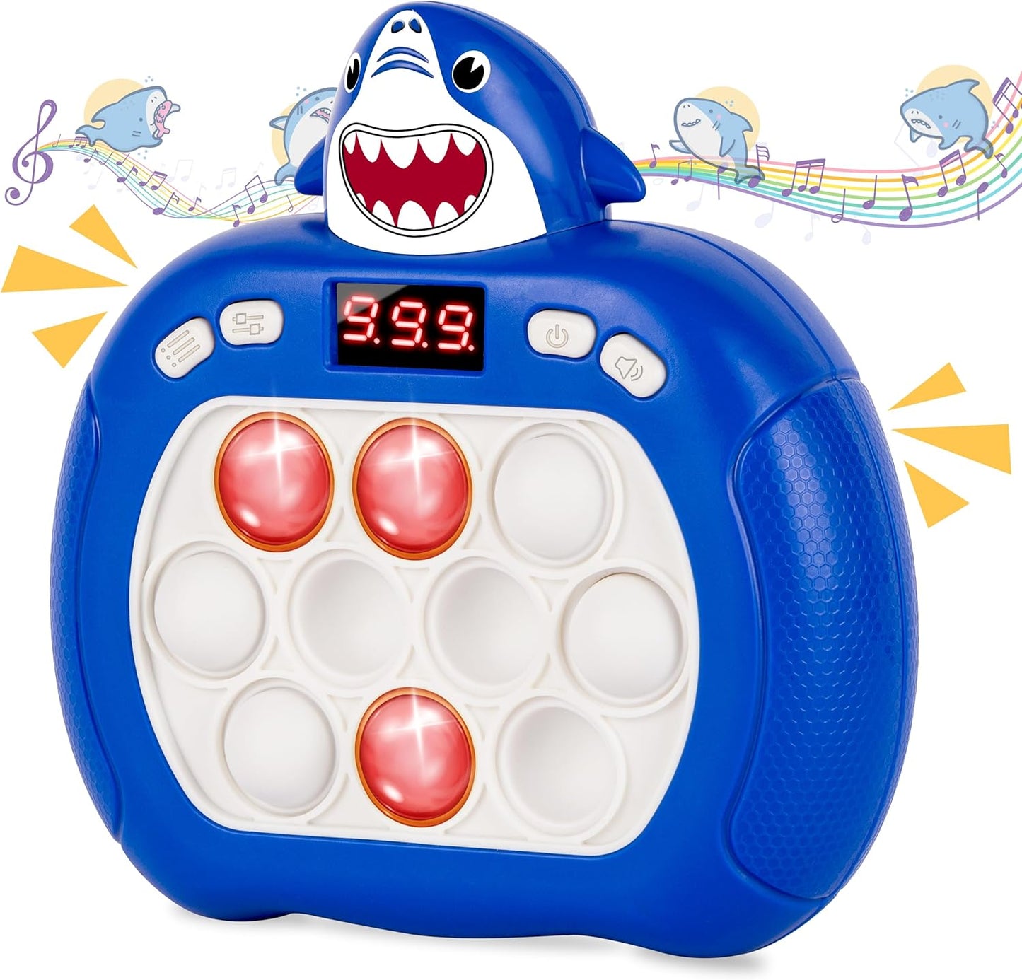 Upgraded Fast Quick Game Pop Bubble Up Toys for Kids, Funny Toys with LED Screen for Kids 3-12 for Girls and Boys Bubble Stress,Handheld Puzzle Game Sensory Toys(Batteries Included) (Shark)