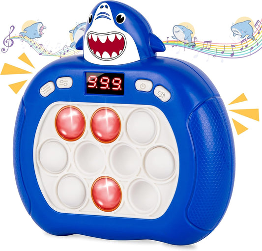 Upgraded Fast Quick Game Pop Bubble Up Toys for Kids, Funny Toys with LED Screen for Kids 3-12 for Girls and Boys Bubble Stress,Handheld Puzzle Game Sensory Toys(Batteries Included) (Shark)