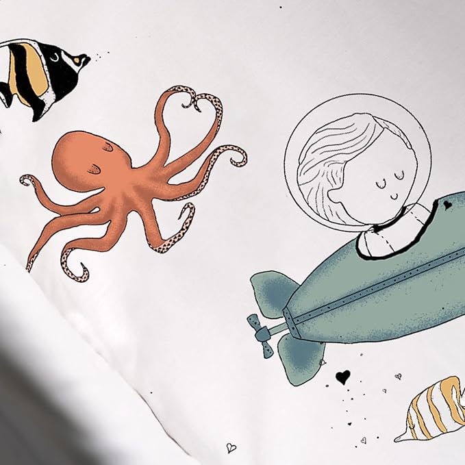 JumpOff Jo - Hypoallergenic Fitted Bassinet Sheet for Baby Boys & Girls - Rectangular, Hourglass & Oval Crib Compatible, Soft, Breathable, Machine Washable - Octopus Treasure