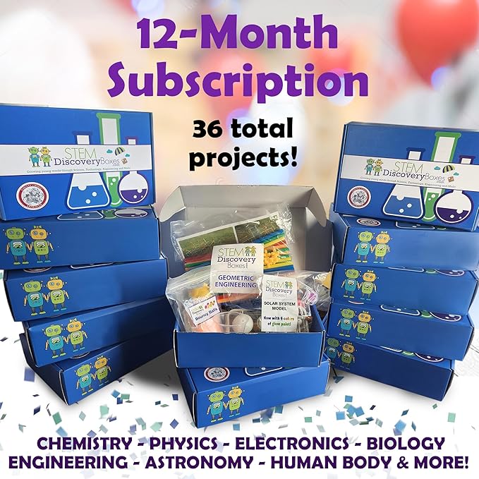 12-Month Science Kit Subscription | 36 Hands-On STEM Projects | Engineering & Building Toys and Educational Activities for Kids Ages 7–12