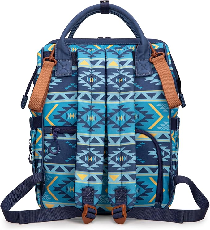 Montana West Wrangler Callie Diaper Bag Backpack with Pacifier Case, Crossbody Bottle Bag and Stroller Straps Western Pattern Multifunction Baby Travel Bag Set WG2215-9110NY