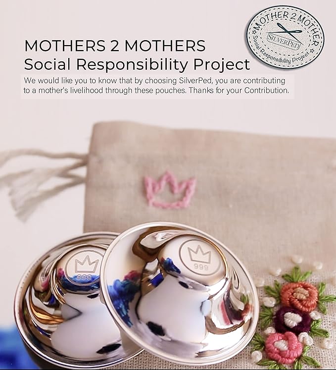 100% Silver Nipple Shield, Soothe and Protect Sore Nipples for Breastfeeding Newborn, Eco-Friendly Nickel-Free Silver Nipple Covers, Polished Surface, 2 Pieces (XL)