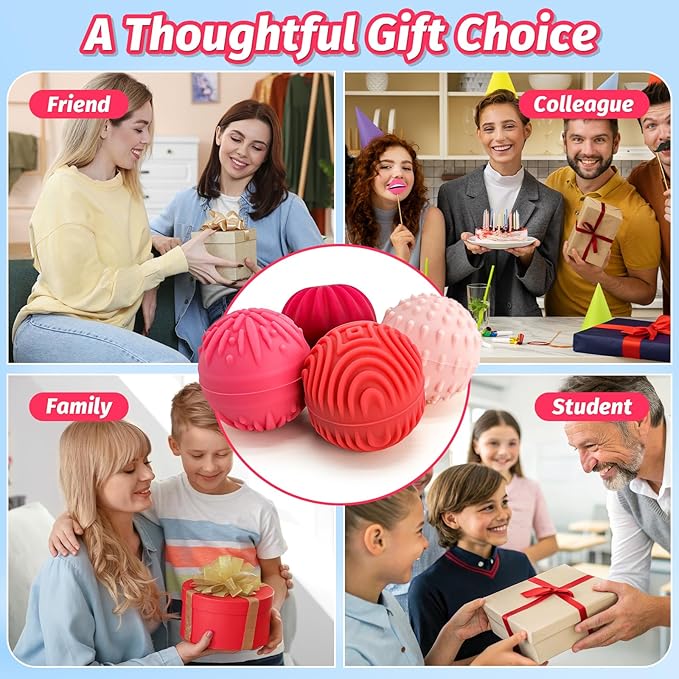Fidget Magnetic Balls Toy - 8 PCS Red Texture Tactile Sensory Gift for Teens ADHD Autism Anxiety, Silent Stress Relief Massage Roller Item Desk Toy for Home Office Calm Down with Case