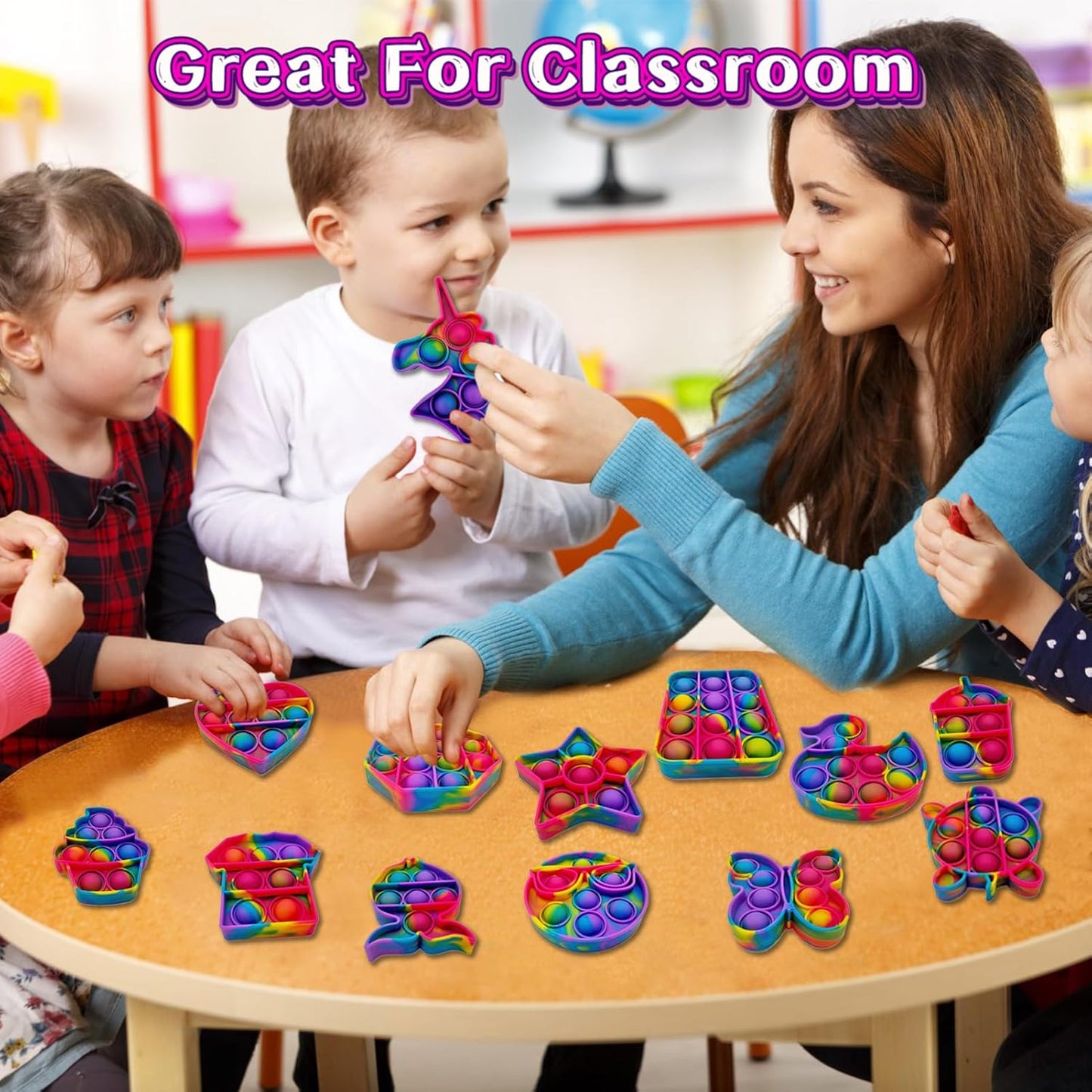 14 Pack Pop Fidget Sensory Toys,Party Favors for Kids 4-8,8-12 Year Boys Girls,Mini Fidget Toys Bulk, Fidget Popper for Goodie Bag Stuffers,Stress Toys for Birthday Gift,Classroom Prizes,Toddler Toys