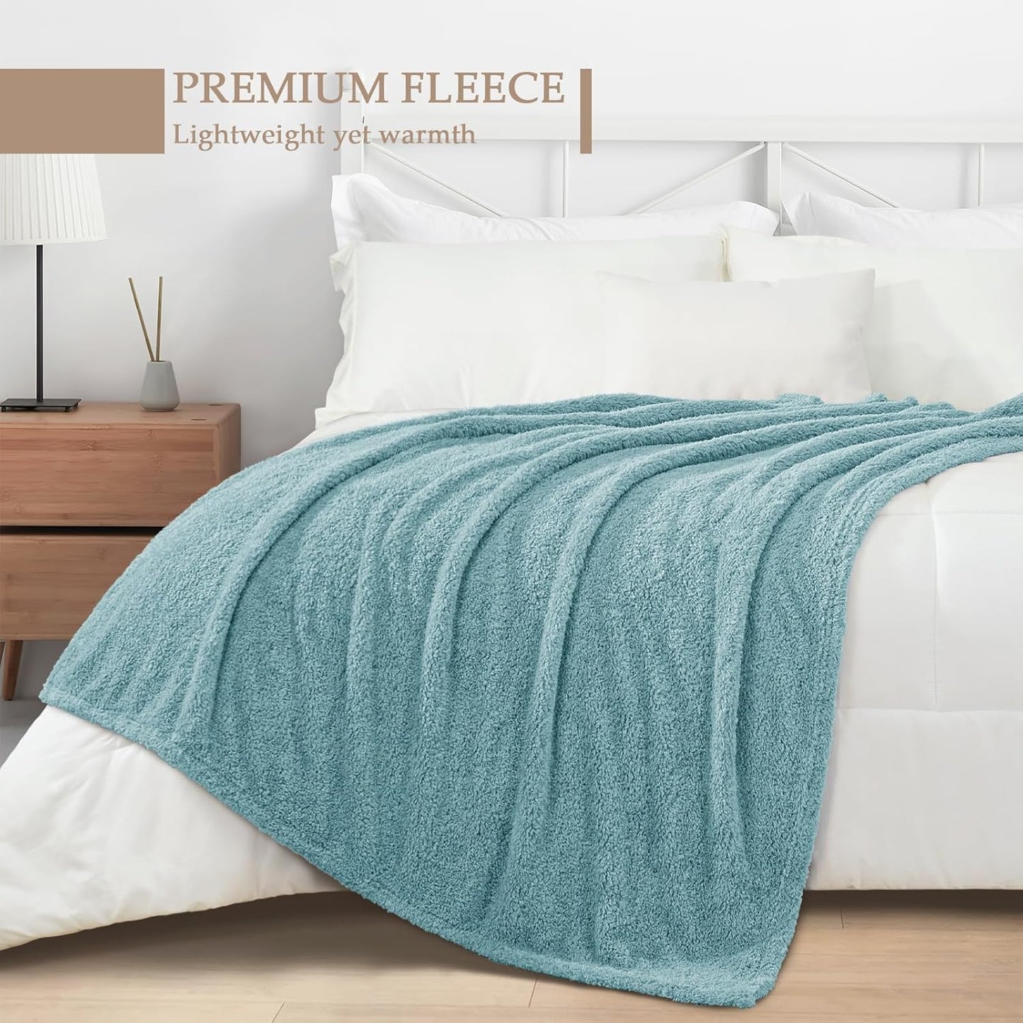 Exclusivo Mezcla Fleece Throw Blanket for Couch Sofa, Soft Warm and Fluffy Blankets for Women Men Girls Kids, Suitable for All Seasons, Slate Blue, 50x60 Inches