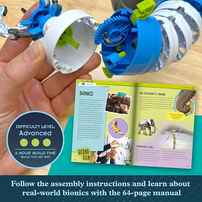Thames & Kosmos Bionic Robotic Arm STEM Experiment Kit, Toy of The Year Finalist, Build a Mechanical Arm, No Batteries/Motors Required | Innovative System | Ages 10+ with Help, 14+ Independent Play